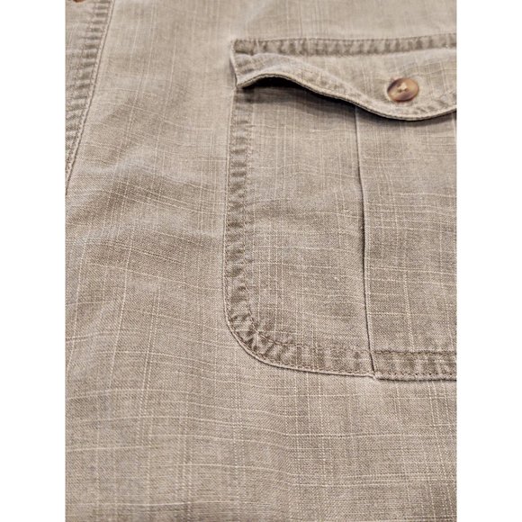 Vintage World Island Mens Shirt L Outdoors Short Sleeve Ripstock Olive Green 90s - Picture 3 of 6